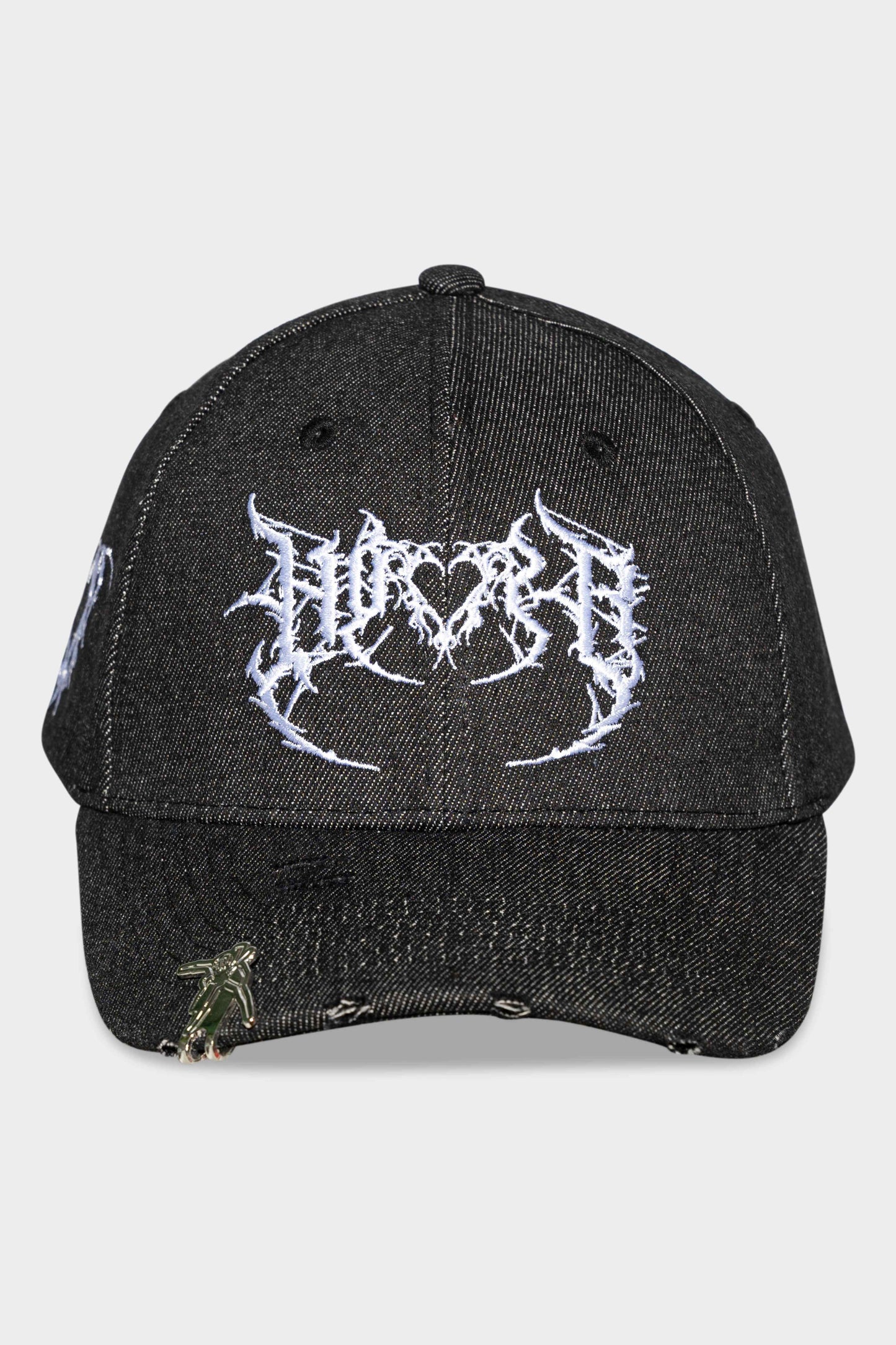 Noir Tribal Distressed Denim Strapback Black