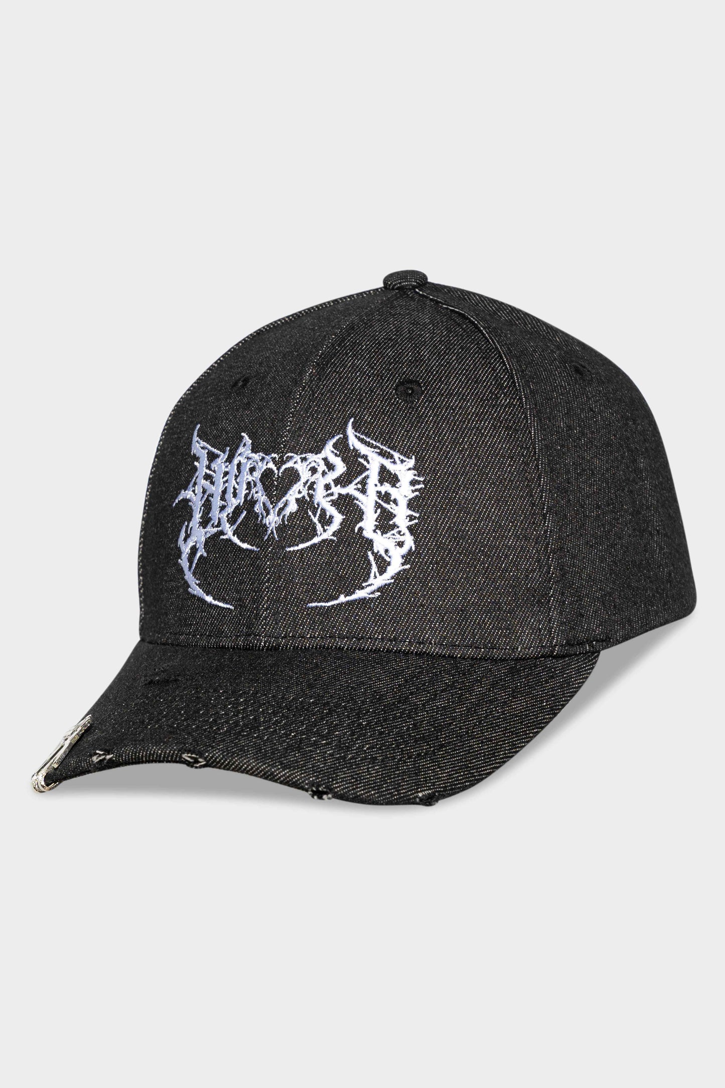 Noir Tribal Distressed Denim Strapback Black