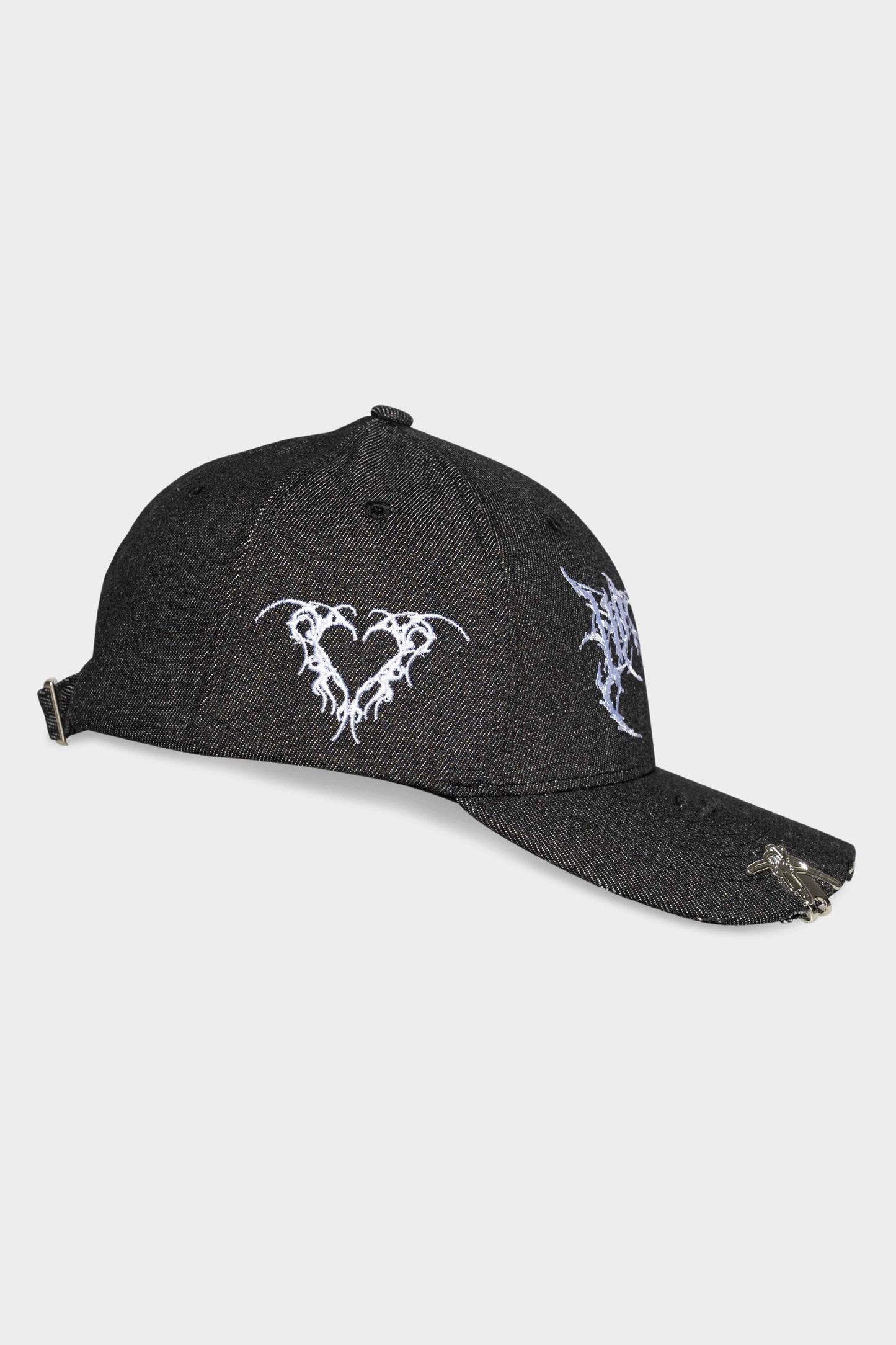 Noir Tribal Distressed Denim Strapback Black