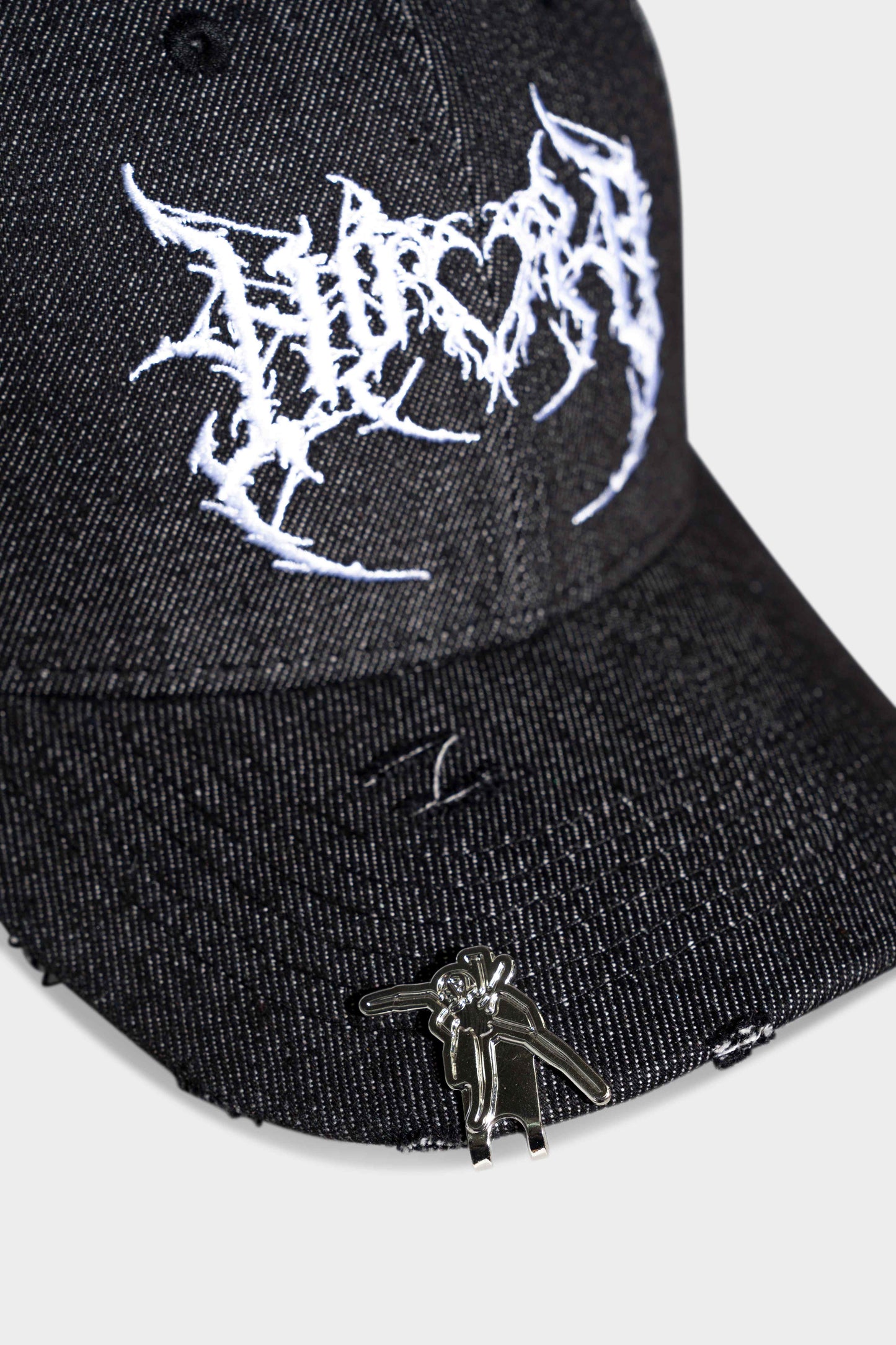 Noir Tribal Distressed Denim Strapback Black