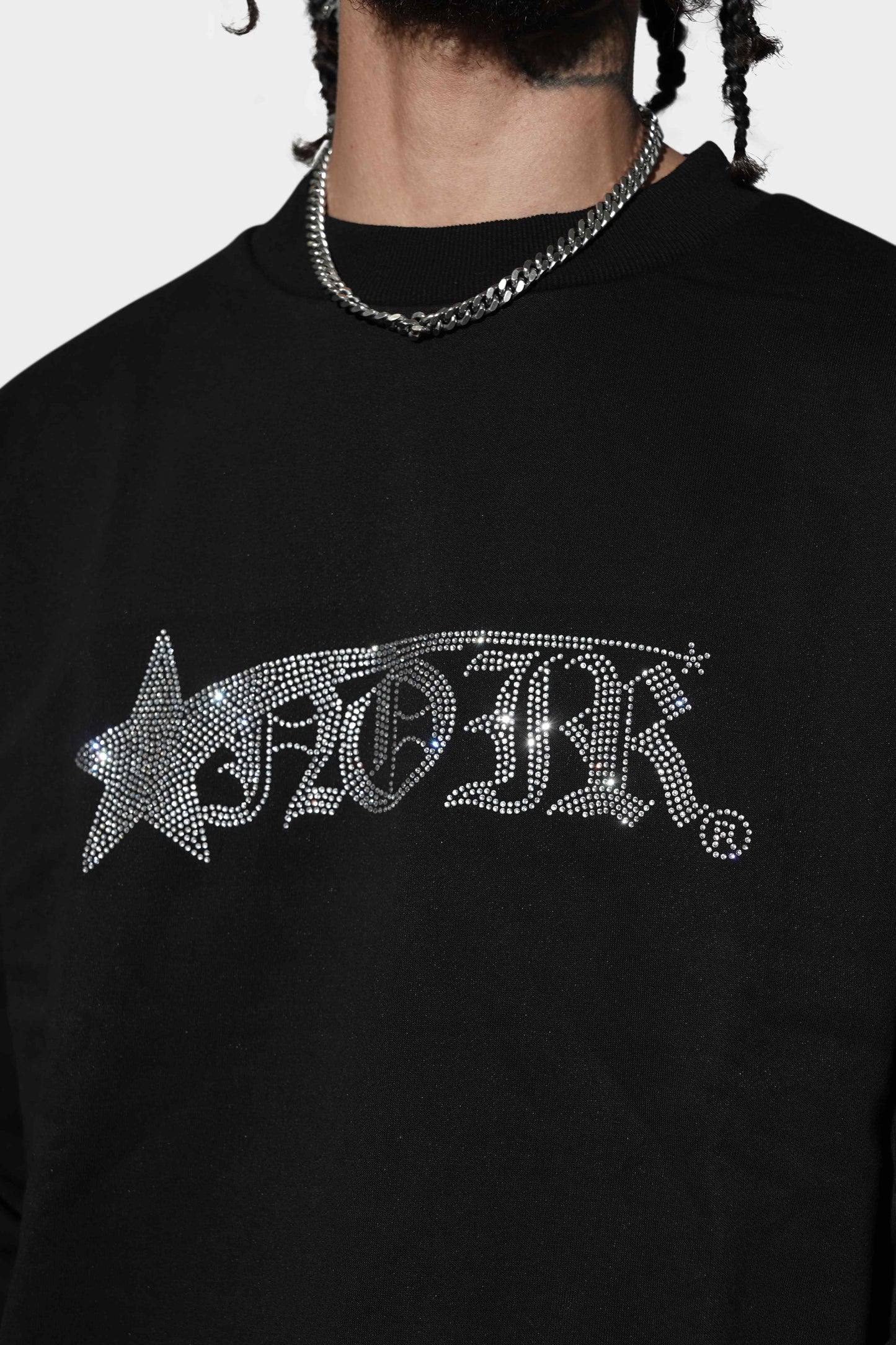 Noir Star Rhinestone Long Sleeve Tee Black