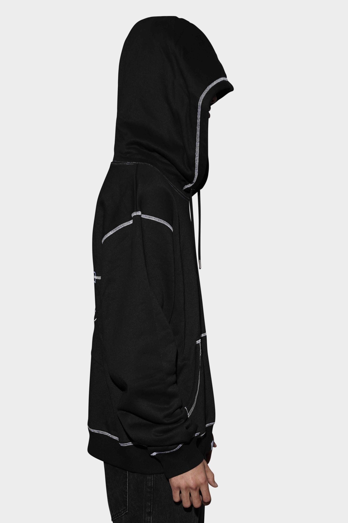 Noir Contrast Stitch Oversized Hoodie Black