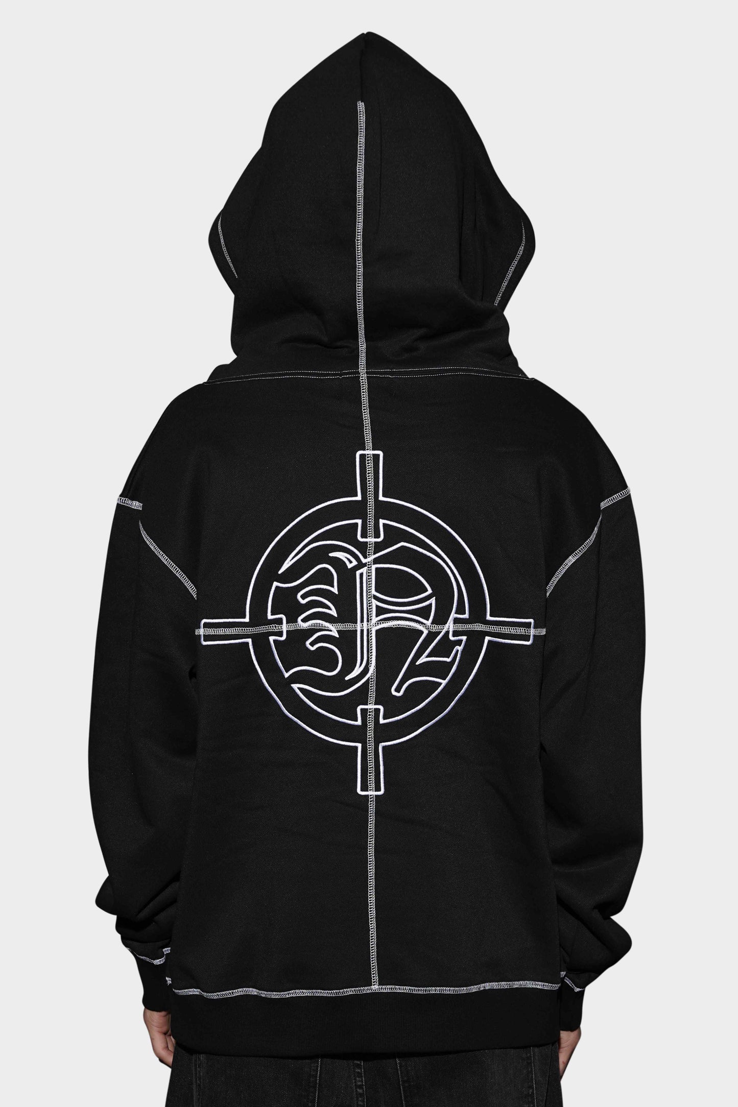 Noir Contrast Stitch Oversized Hoodie Black