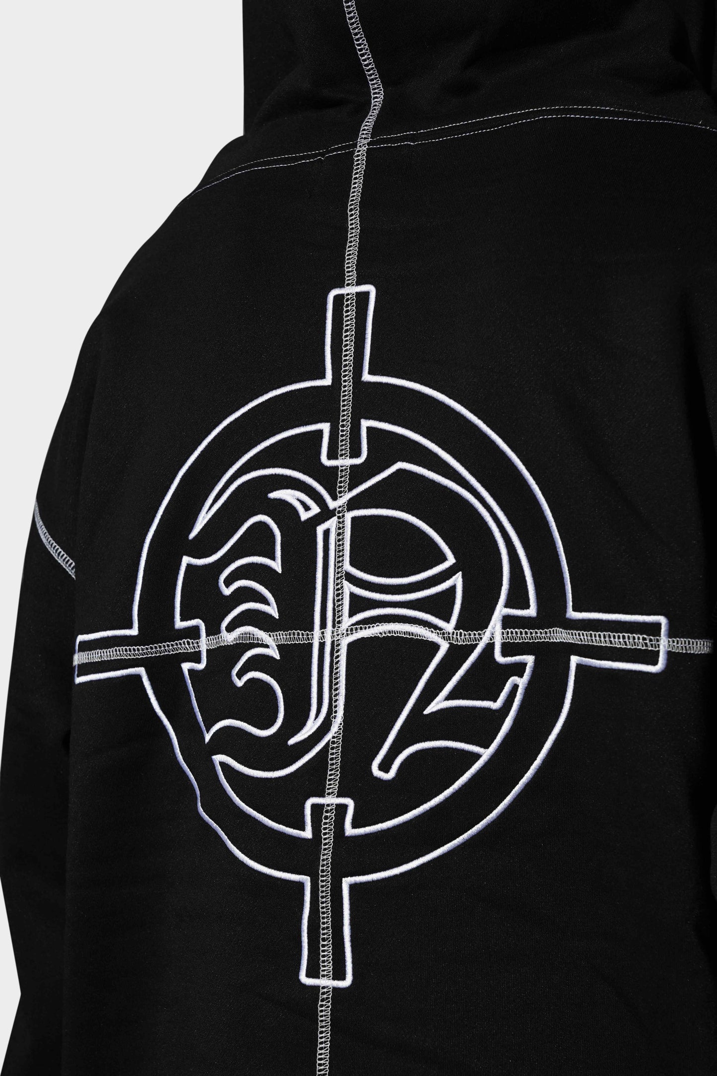 Noir Contrast Stitch Oversized Hoodie Black