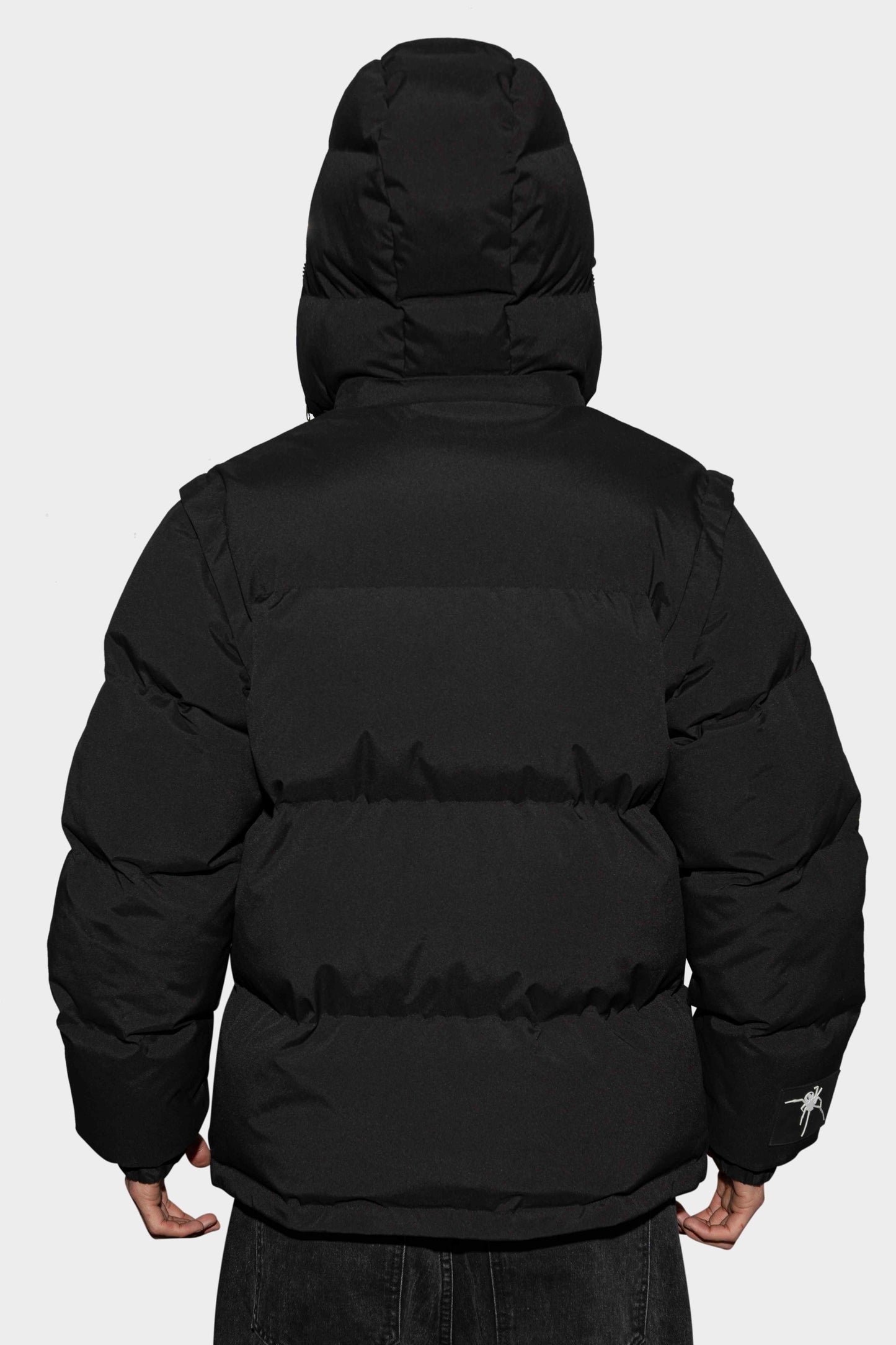 Noir Zipped Detachable Puffer Jacket Black