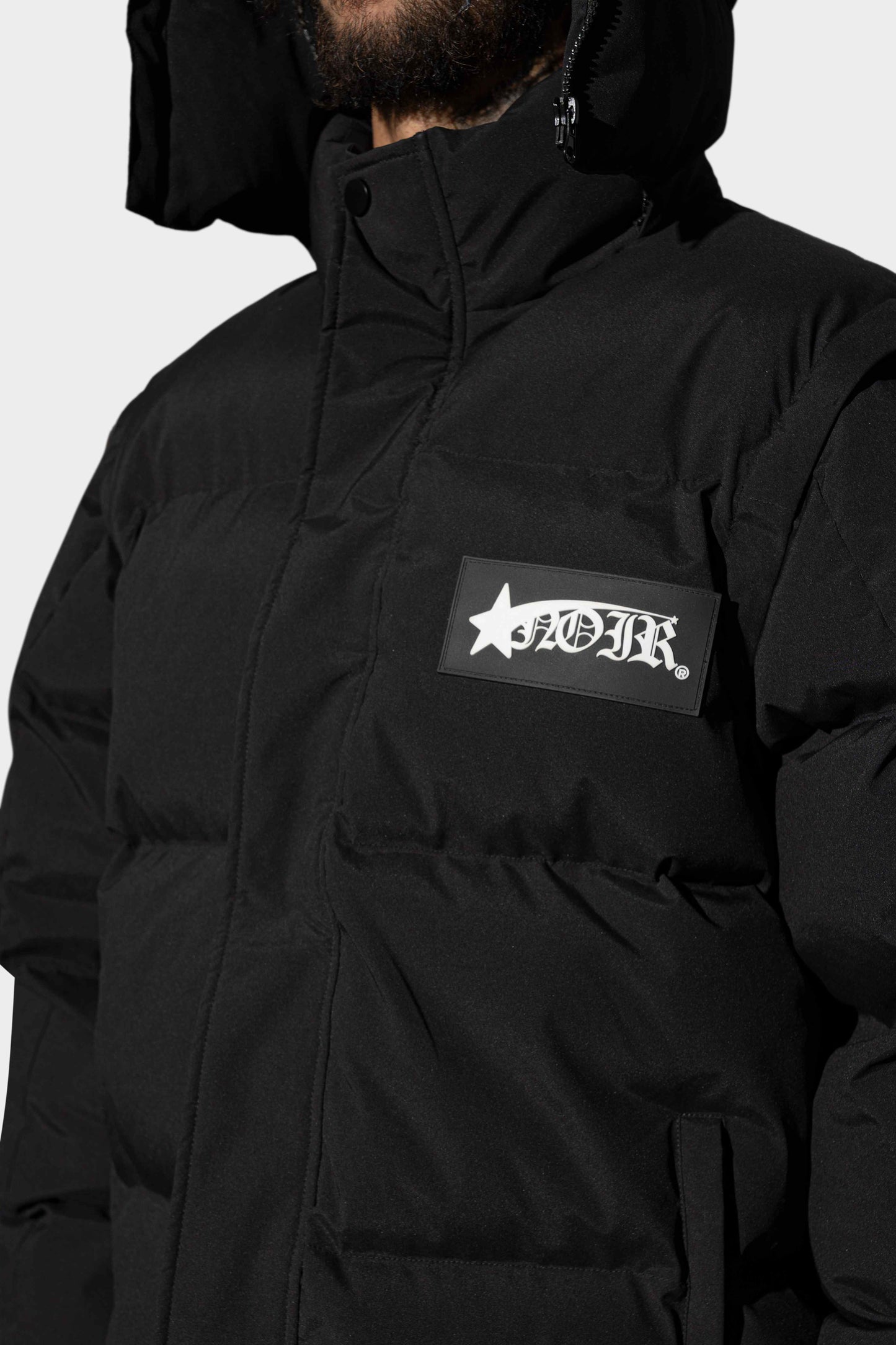 Noir Zipped Detachable Puffer Jacket Black