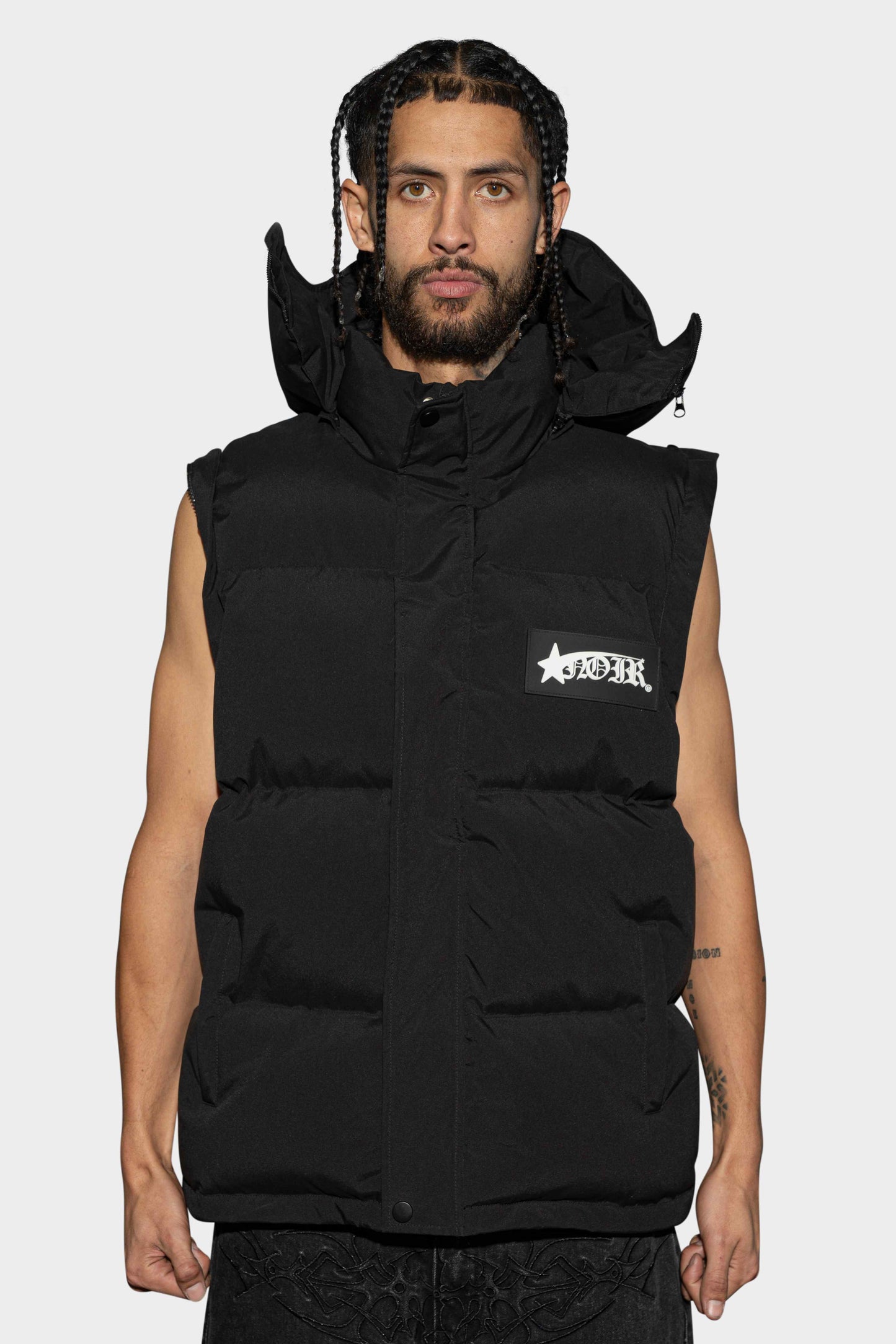 Noir Zipped Detachable Puffer Jacket Black