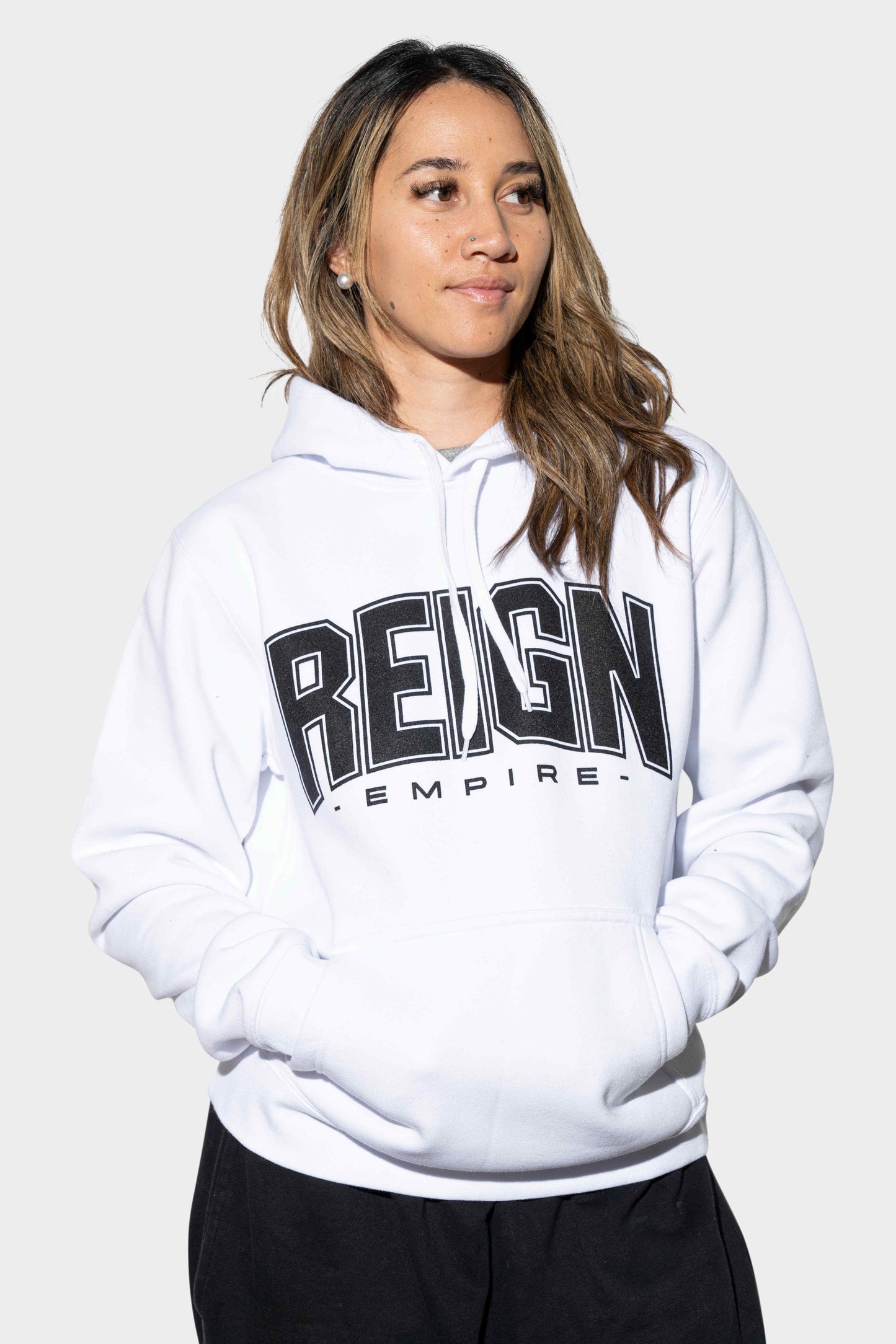 Reign Varsity Block Hoody White
