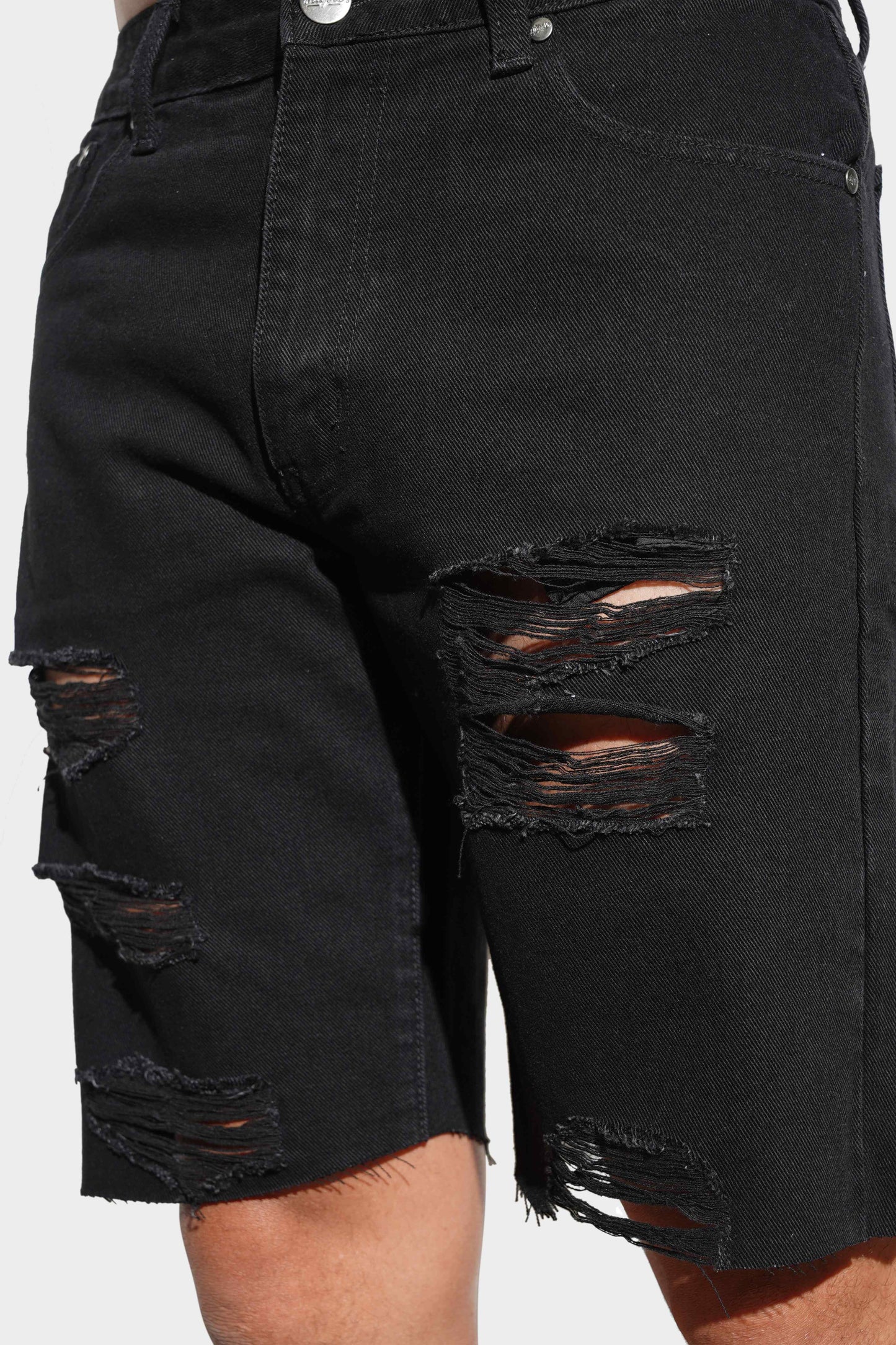 Staple Distraught Baggy Shorts Black