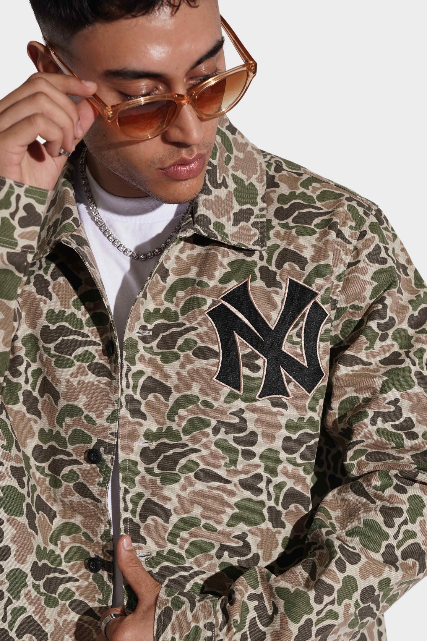 New Era NY Cotton Canvas Coach Jacket Camo