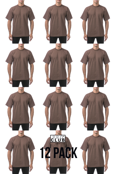 Pro Club Heavyweight Regular Tee Brown 12 Pack