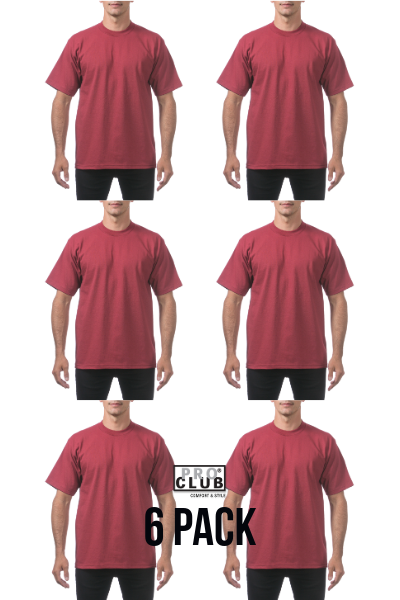 Pro Club Heavyweight Regular Tee Maroon 6 Pack