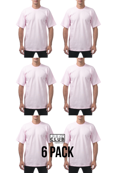 Pro Club Heavyweight Regular Tee Pink 6 Pack