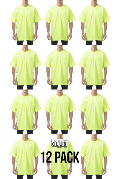 Pro Club Heavyweight Regular Tee Safety Green 12 Pack