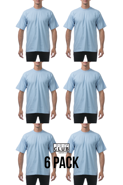 Pro Club Heavyweight Regular Tee Sky Blue 6 Pack