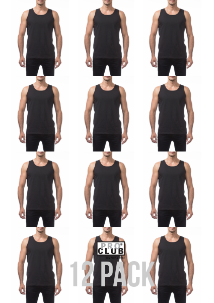 Pro Club Heavyweight Cotton Tank Black 12 Pack